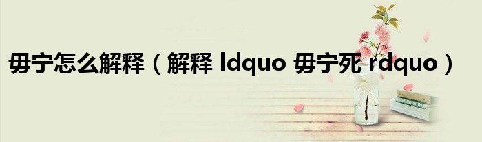 毋宁怎么解释（解释 ldquo 毋宁死 rdquo）