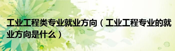 工业工程类专业就业方向（工业工程专业的就业方向是什么）