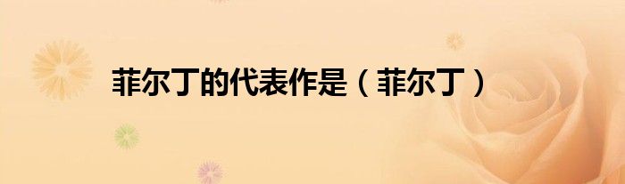 菲尔丁的代表作是（菲尔丁）