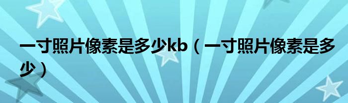 一寸照片像素是多少kb（一寸照片像素是多少）