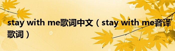 stay with me歌词中文（stay with me音译歌词）