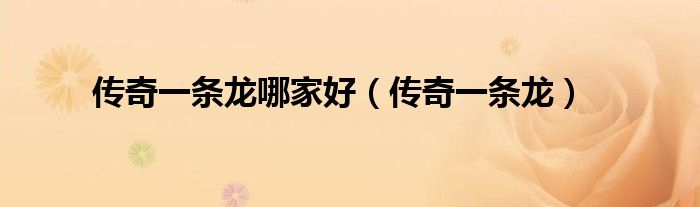 传奇一条龙哪家好（传奇一条龙）