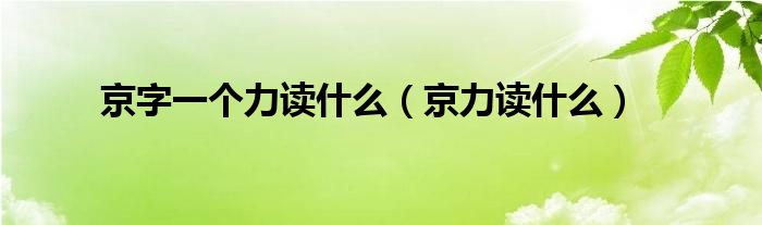 京字一个力读什么（京力读什么）