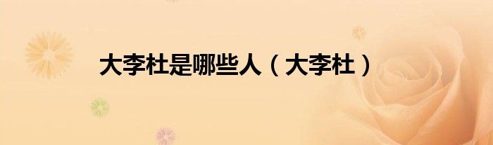 大李杜是哪些人（大李杜）