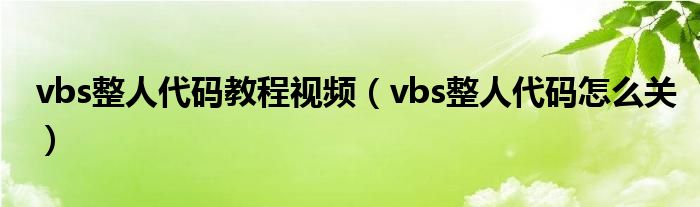 vbs整人代码教程视频（vbs整人代码怎么关）