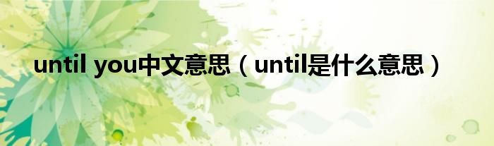 until you中文意思（until是什么意思）