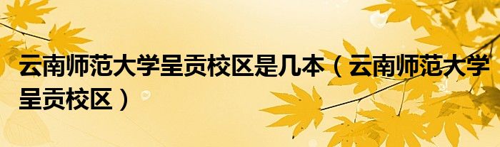 云南师范大学呈贡校区是几本（云南师范大学呈贡校区）