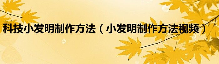 科技小发明制作方法（小发明制作方法视频）