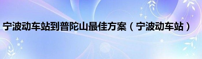 宁波动车站到普陀山最佳方案（宁波动车站）