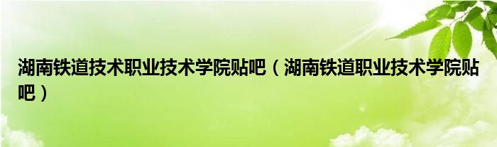 湖南铁道技术职业技术学院贴吧（湖南铁道职业技术学院贴吧）