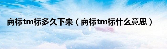 商标tm标多久下来（商标tm标什么意思）