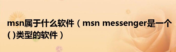 msn属于什么软件（msn messenger是一个( )类型的软件）