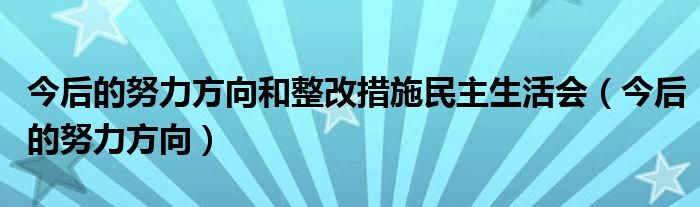 今后的努力方向和整改措施民主生活会（今后的努力方向）