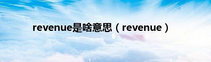 revenue是啥意思（revenue）