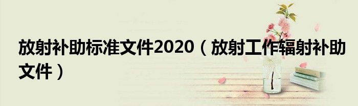 放射补助标准文件2020（放射工作辐射补助文件）