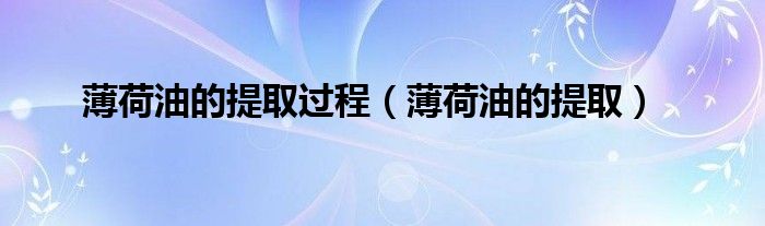 薄荷油的提取过程（薄荷油的提取）