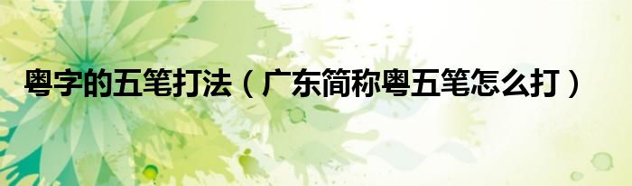 粤字的五笔打法（广东简称粤五笔怎么打）