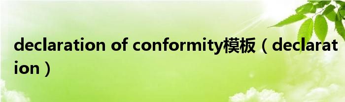 declaration of conformity模板（declaration）