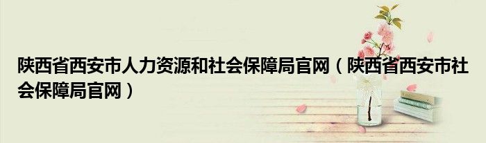 陕西省西安市人力资源和社会保障局官网（陕西省西安市社会保障局官网）