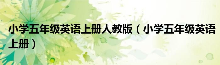 小学五年级英语上册人教版（小学五年级英语上册）