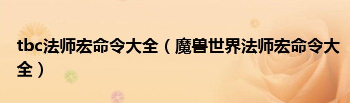 tbc法师宏命令大全（魔兽世界法师宏命令大全）