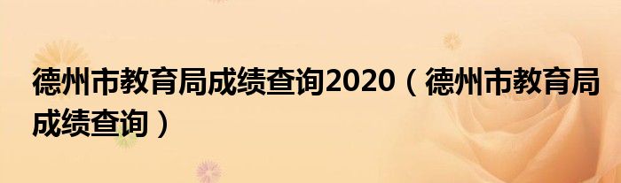 德州市教育局成绩查询2020（德州市教育局成绩查询）