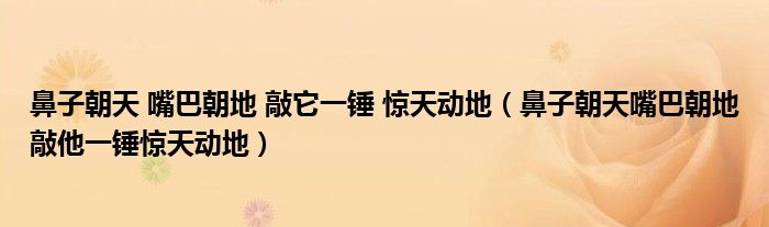 鼻子朝天 嘴巴朝地 敲它一锤 惊天动地（鼻子朝天嘴巴朝地敲他一锤惊天动地）