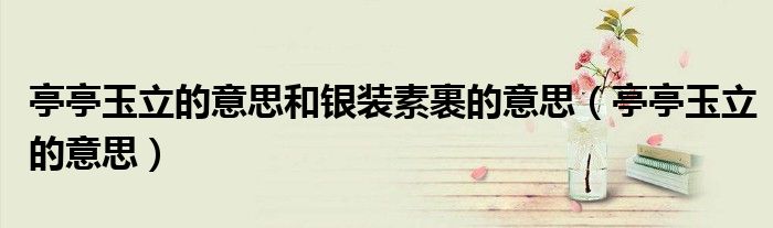 亭亭玉立的意思和银装素裹的意思（亭亭玉立的意思）