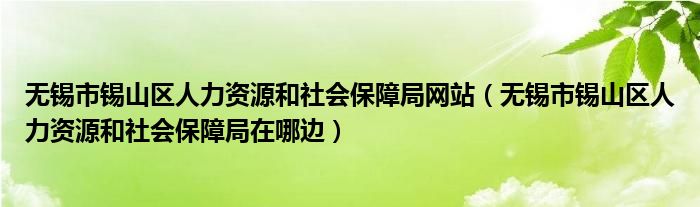 无锡市锡山区人力资源和社会保障局网站（无锡市锡山区人力资源和社会保障局在哪边）