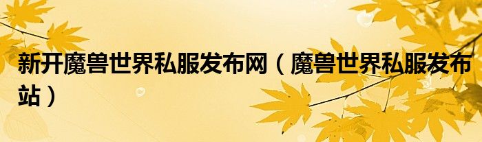 新开魔兽世界私服发布网（魔兽世界私服发布站）