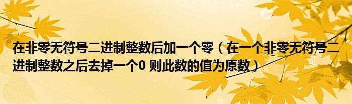 在非零无符号二进制整数后加一个零（在一个非零无符号二进制整数之后去掉一个0 则此数的值为原数）