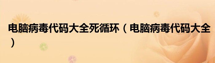 电脑病毒代码大全死循环（电脑病毒代码大全）