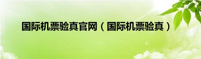 国际机票验真官网（国际机票验真）