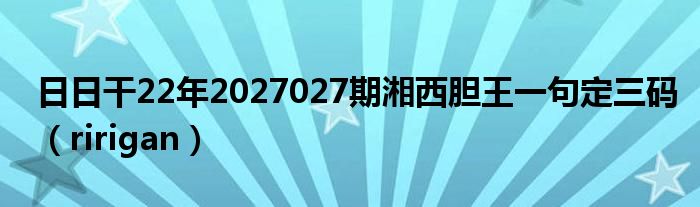 日日干22年2027027期湘西胆王一句定三码（ririgan）