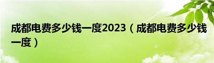 成都电费多少钱一度2023（成都电费多少钱一度）