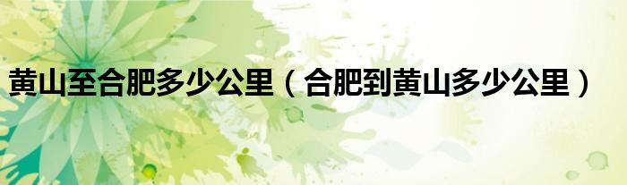 黄山至合肥多少公里（合肥到黄山多少公里）