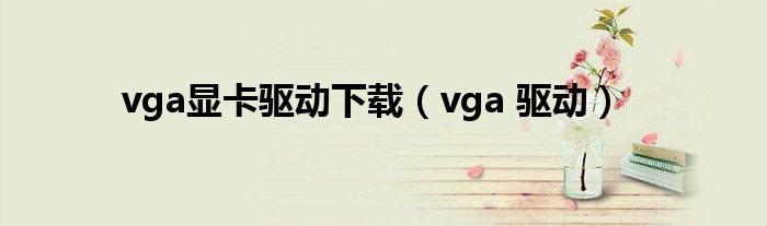 vga显卡驱动下载（vga 驱动）