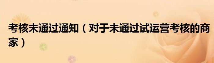 考核未通过通知（对于未通过试运营考核的商家）