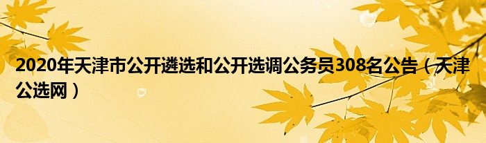 2020年天津市公开遴选和公开选调公务员308名公告（天津公选网）