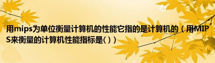 用mips为单位衡量计算机的性能它指的是计算机的（用MIPS来衡量的计算机性能指标是( )）