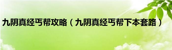 九阴真经丐帮攻略（九阴真经丐帮下本套路）