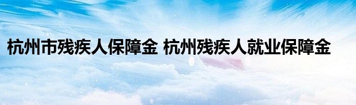 杭州市残疾人保障金 杭州残疾人就业保障金