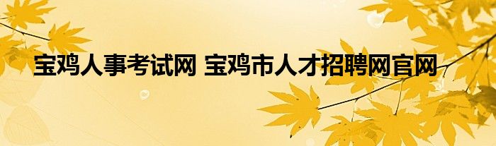 宝鸡人事考试网 宝鸡市人才招聘网官网