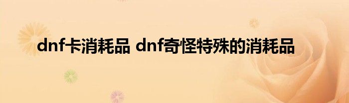 dnf卡消耗品 dnf奇怪特殊的消耗品