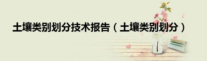土壤类别划分技术报告（土壤类别划分）