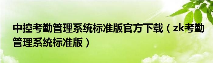 中控考勤管理系统标准版官方下载（zk考勤管理系统标准版）
