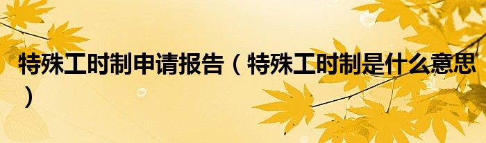 特殊工时制申请报告（特殊工时制是什么意思）