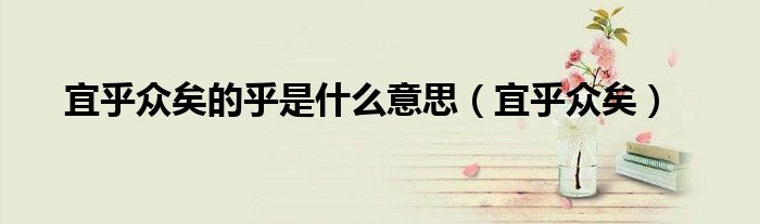 宜乎众矣的乎是什么意思（宜乎众矣）