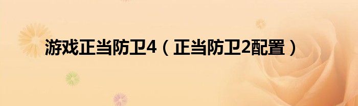 游戏正当防卫4（正当防卫2配置）