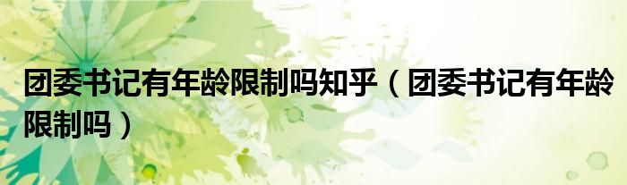 团委书记有年龄限制吗知乎（团委书记有年龄限制吗）